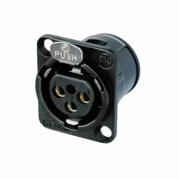Neutrik NC3FD-V-BAG панельный разъем XLR female серии D,вертикальная установка на ПП,черненый корпус