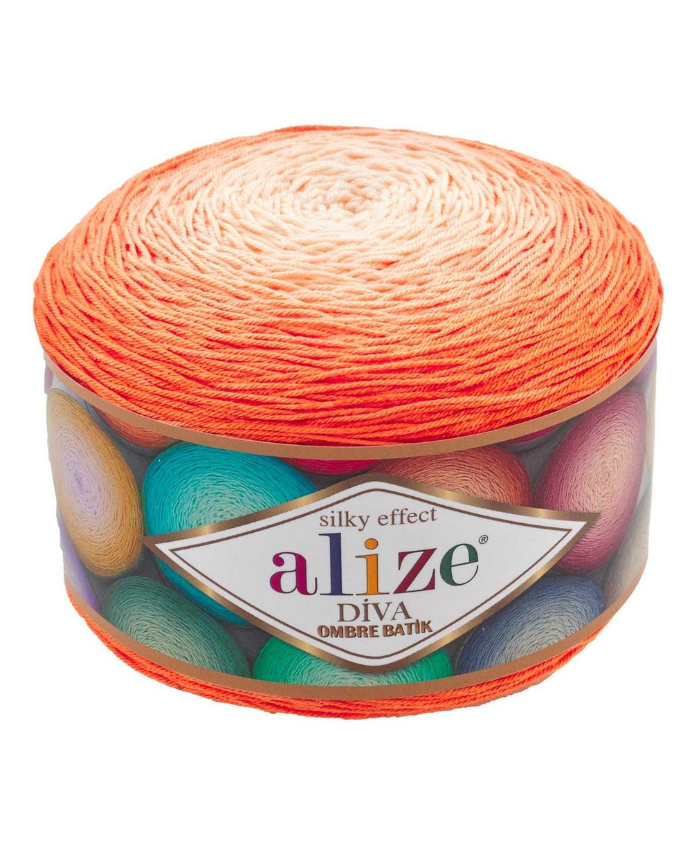 Дива омбре батик (Diva ombre batik) пряжа Alize 100% микрофибра 1х250гр/875м 7413 оранжевый меланж