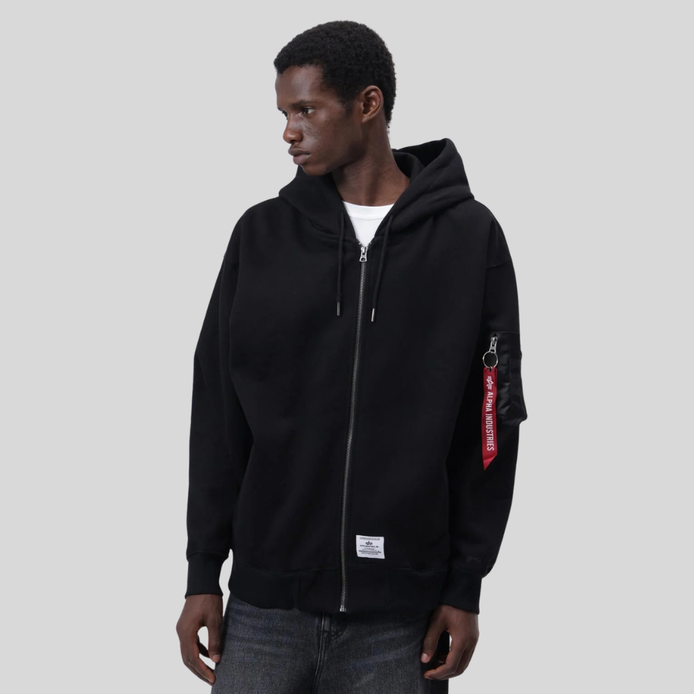Толстовка Alpha Industries Utility Pocket Full Zip Relaxed Fit Black (Черная)