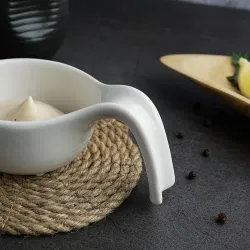 Соусник 80 мл 12*7,5 см h3,8 см Mini Mix круглый с ручкой белый фарфор P.L. Proff Cuisine [6]