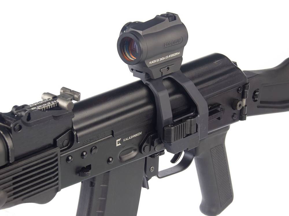 Кронштейн SAG BIT боковой б/с Picatinny/ACOG для АК/Сайга, стальная защелка и зуб, компактный