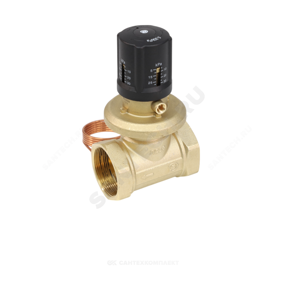 Клапан балансировочный автомат латунь 3380H Ду 40 G1 1/2" Ру16 Тмакс=120 оС ВР 5-30 кПа Kvs=11.9м3/ч без ниппелей Benarmo