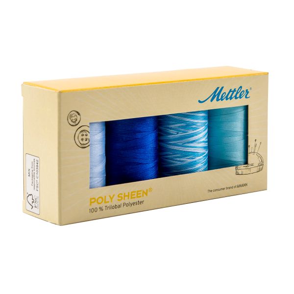 Нитки швейные (набор) Mettler Poly Sheen, 4 шт, PS4SKY-KIT