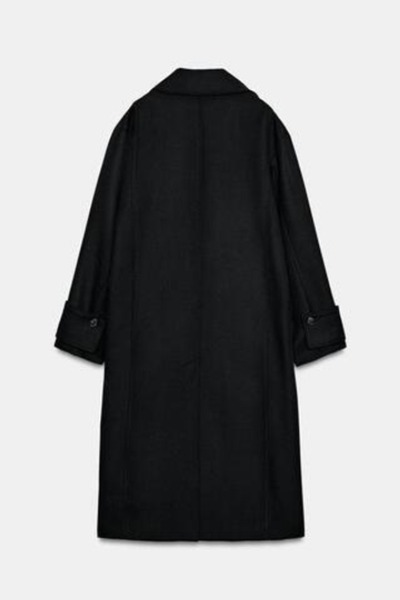 ZARA ПАЛЬТО ИЗ 100% ШЕРСТИ — ZW COLLECTION, ЧЕРНЫЙ