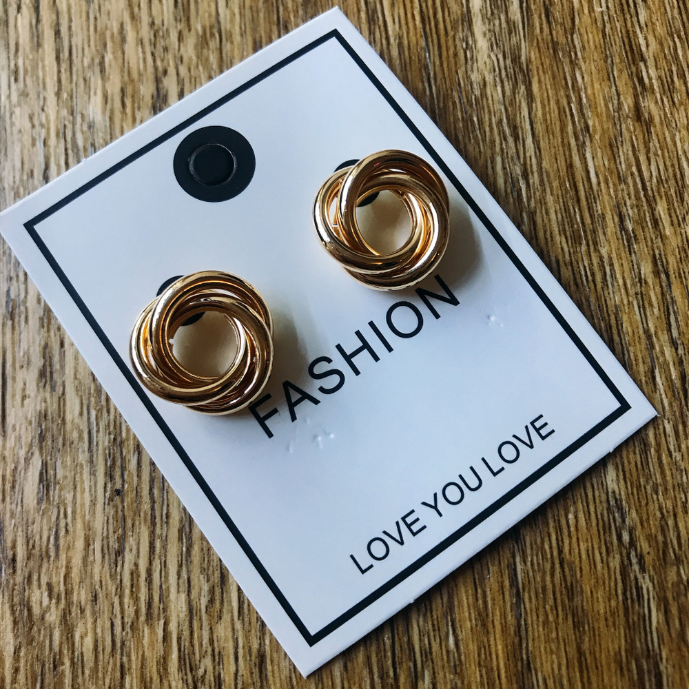 Серьги Fashion кольцо тройное цвет золотистый 2 см