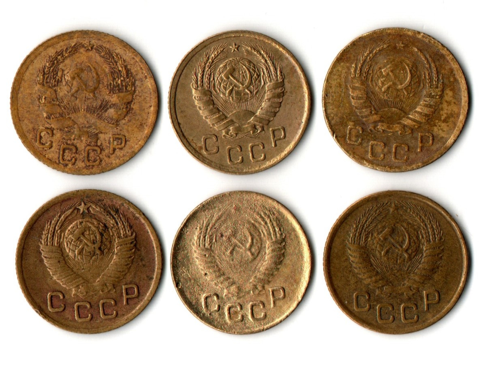 Набор монет 1 копейка 1936,38,39,49,50,54 (6 шт) (F-XF) (3)