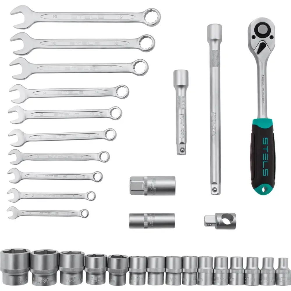 Набор инструментов, 1/2", CrV, 31 предм.// STELS 14102