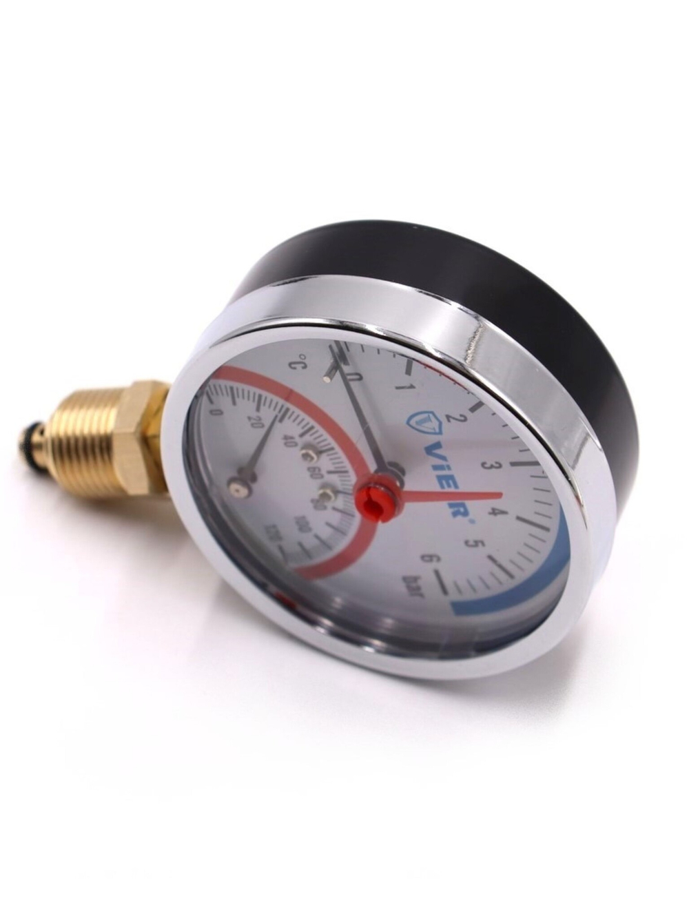 ViEiR Термоманометр 1/2", вертикальный (80 мм/6 бар) (YE6)