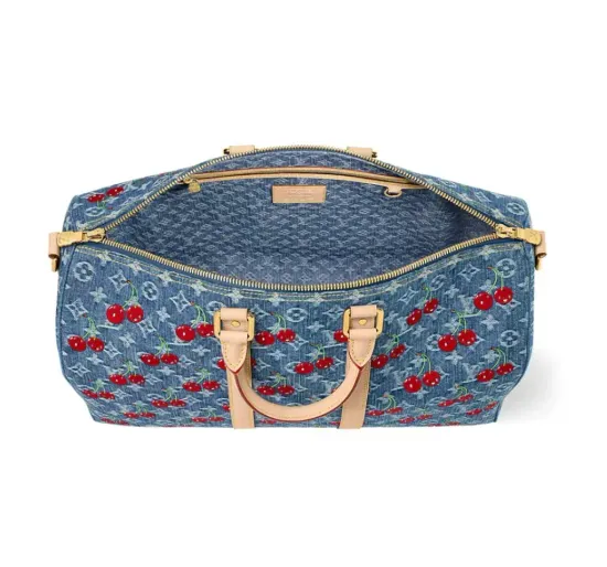 Louis Vuitton x Takashi Murakami Keepall 45 Cherry denim