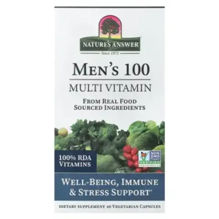 Nature's Answer, Men's 100 Multivitamin | Мультивитамины Men's 100, 60 вегетарианских капсул