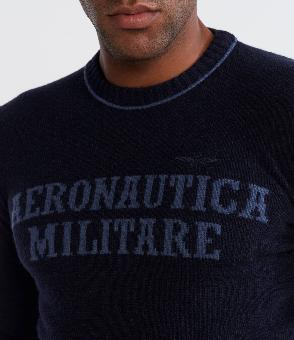 Хлопковый свитер Aeronautica Militare - темно-синий(MA1463L417)