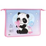 Папка для тетрадей 2 отделения А4 на молнии Спейс, рисунок на пластике, Sweet Panda
