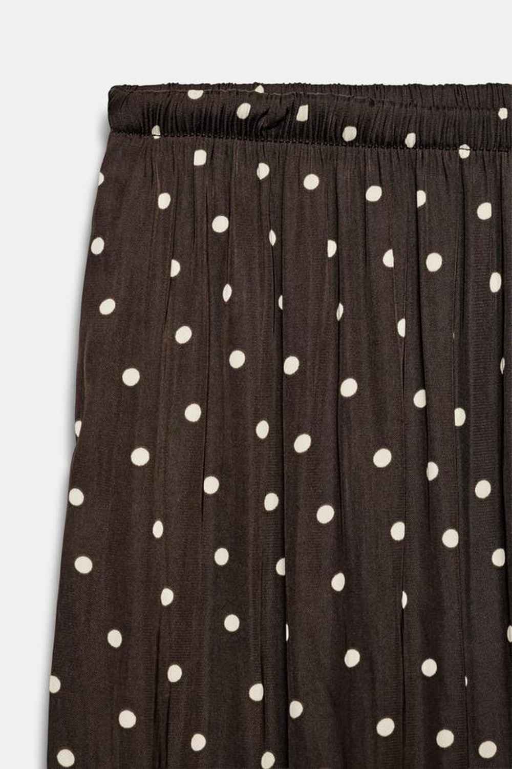 ZARA СВОБОДНЫЕ БРЮКИ ПАЛАЦЦО В ГОРОШЕК, КОРИЧНЕВЫЙ/ЭКРЮ
