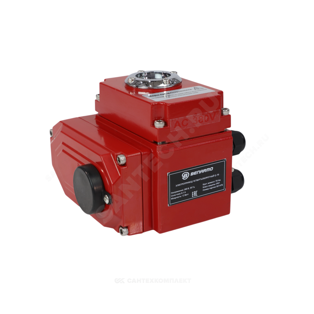 Электропривод четвертьоборотный QB-170 F05/F07 17х17/14х14 квадрат 380В IP67 Benarmo