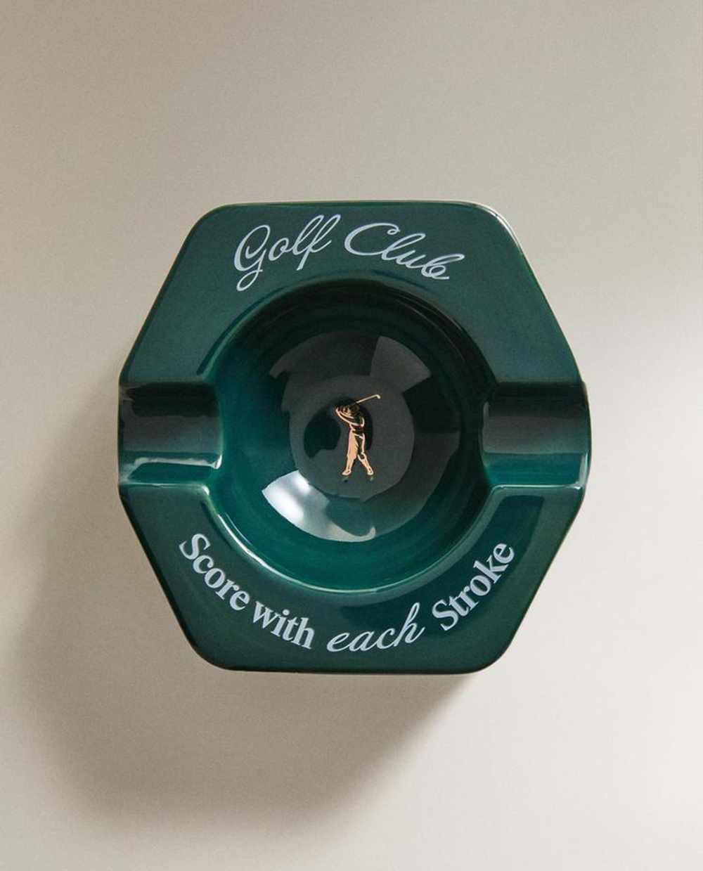 ZARA HOME КЕРАМИЧЕСКАЯ ПЕПЕЛЬНИЦА "GOLF CLUB", ЗЕЛЕНЫЙ