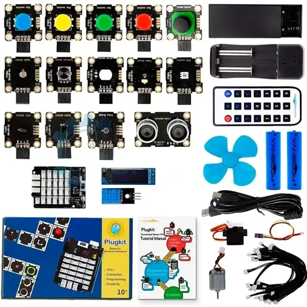 Базовый набор датчиков Yahboom Plugkit Connected Sensor Kit для Arduino проектов Базовый набор датчиков Yahboom Plugkit Connected Sensor Kit для Arduino проектов