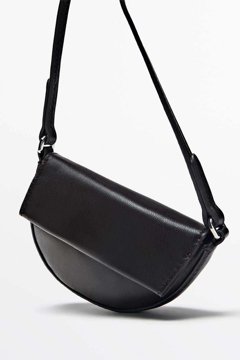 Massimo Dutti Мини-сумка через плечо из кожи наппа, коричневый