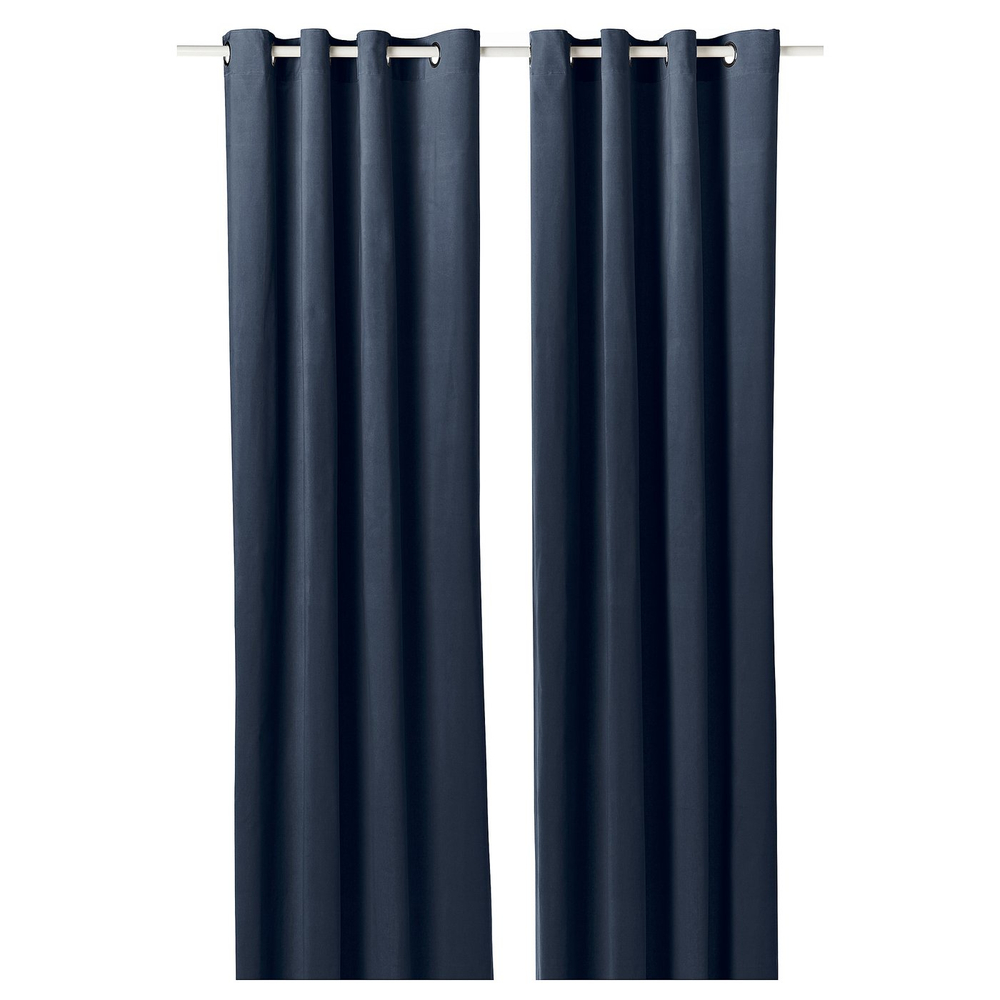 IKEA SANELA  (ИКЕА САНЕЛА)  -  Штора, 2 шт. - тёмно-синий/на люверсах 140х260 см