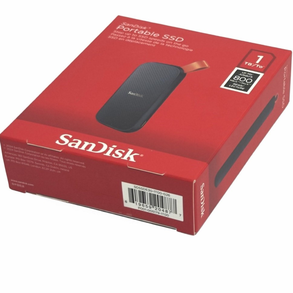 Внешний SSD 1TB SanDisk Portable SSD 800 Mb/s (SDSSDE30-1T00-G26) черный