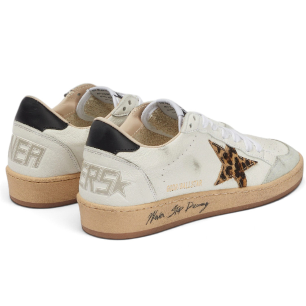 Women’s Ball-Star Leopard Print Pony Skin Star Black Heel