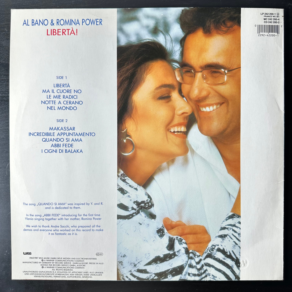 Al Bano & Romina Power ‎– Liberta! (Германия 1987г.)