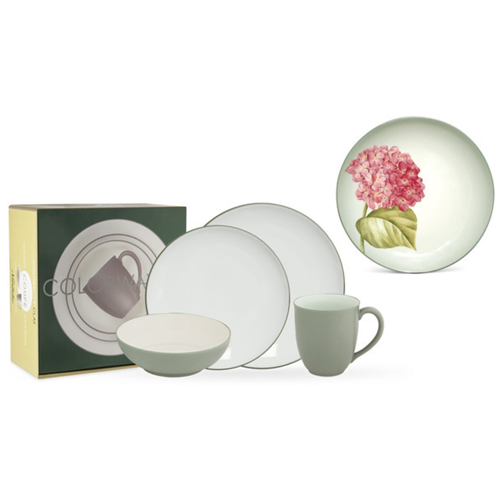 Набор с подарком 4 предмета Noritake Цветная волна зеленый тонкий борт