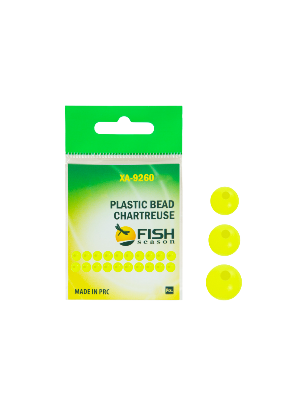 Бусины пластиковые Fish Crystal для монтажа рыболовных оснасток Plastic Bead CHARTREUSE XA-9260 №5 ( 5 упаковок )