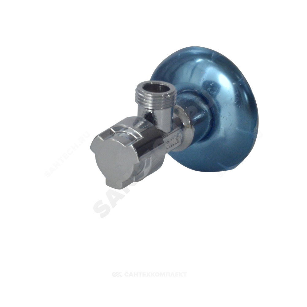 Кран латунь бытовой хром угловой G1/2" Ру10 НР маховик с отражателем Icma 90519AD07