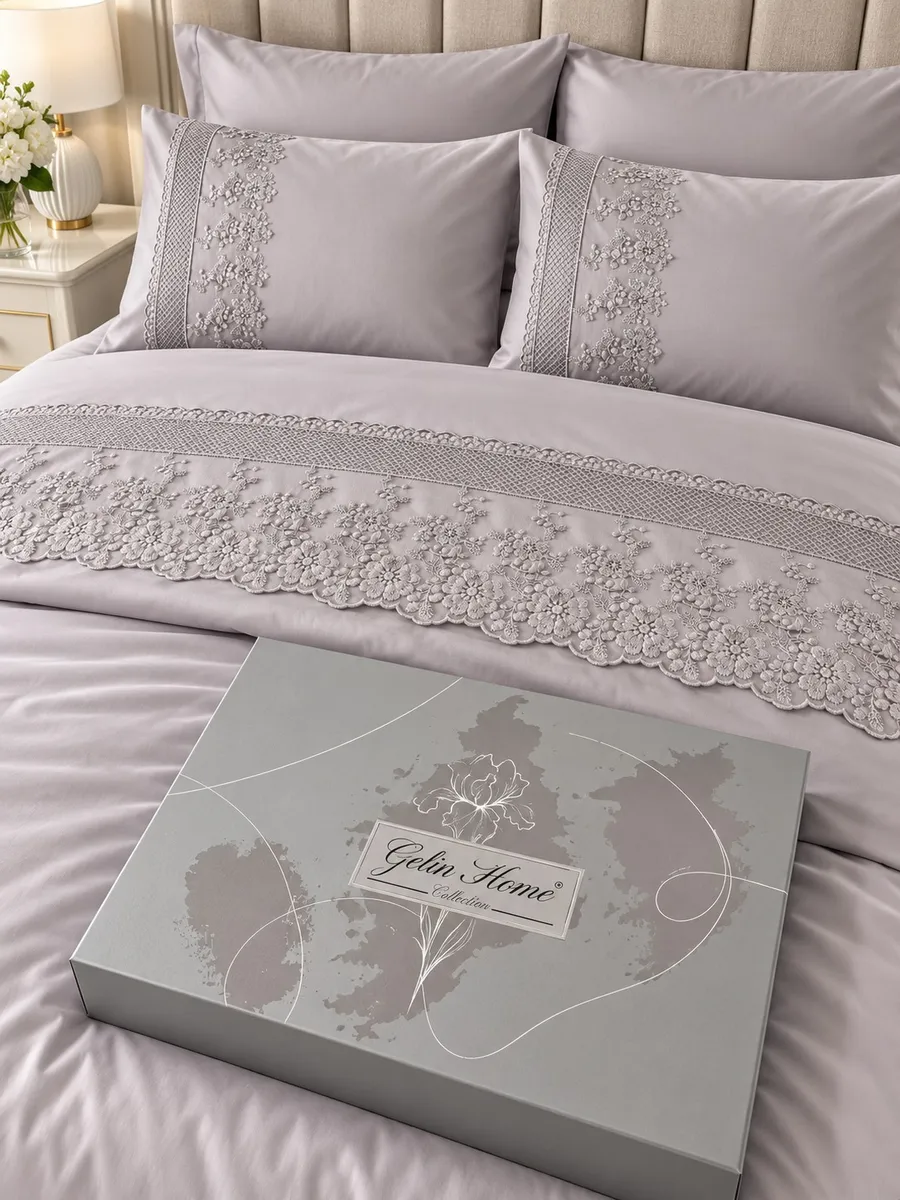 Gelin Home КПБ 6 пр. NERGIS серый цвет пододеяльник 200*220, простынь 240*260, наволочки 50*70 2шт, декоративные наволочки 50*70 2шт GLNN326 — фото 5