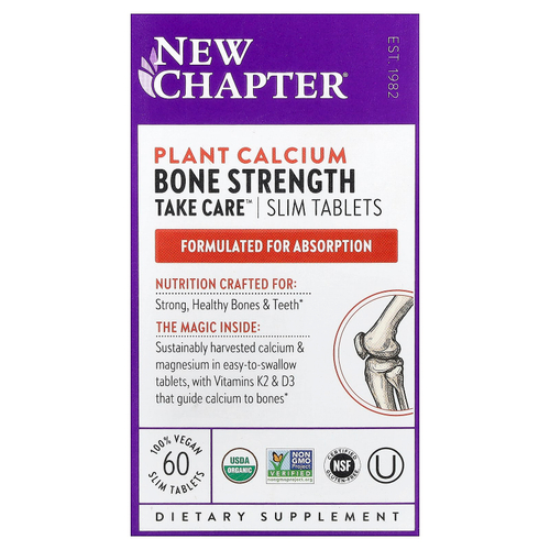 New Chapter, Plant Calcium, Bone Strength, Возьмите Care™, 60 тонких таблеток