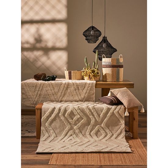 Ковер из шерсти и переработанного хлопка shillong из коллекции ethnic, 70x160см