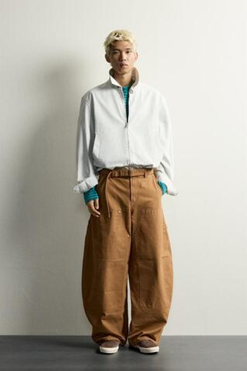 ZARA БРЮКИ BALLOON С КАРМАНАМИ РАБОЧЕГО СТИЛЯ, ОХРА