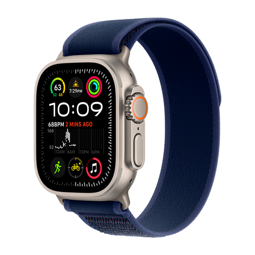 Умные часы Apple Watch Ultra 2 (2024) GPS + Cellular, 49mm, Natural Titanium Case with Blue Trail Loop M/L, (Синий)