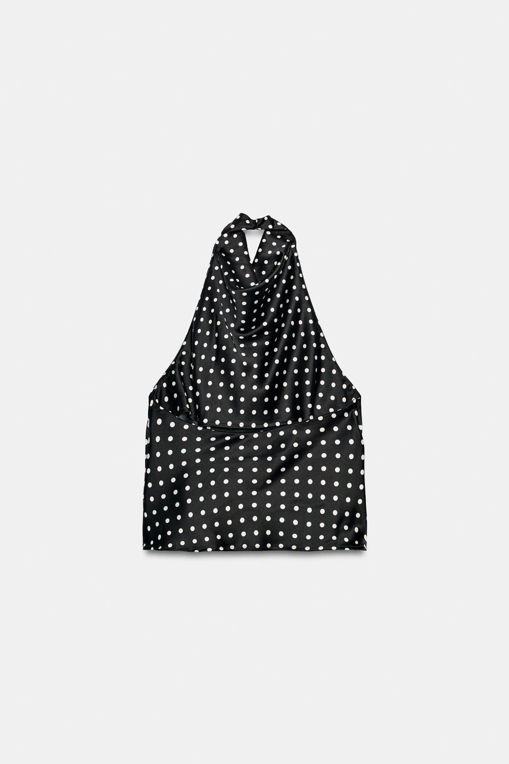 ZARA АТЛАСНЫЙ ТОП С ГОРЛОВИНОЙ ХАЛТЕР, ЧЕРНЫЙ/БЕЛЫЙ