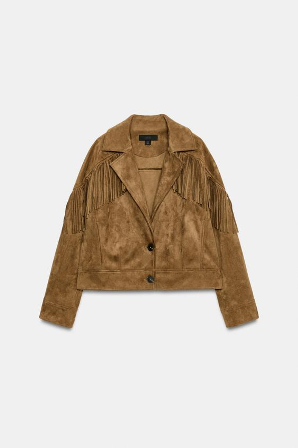ZARA КУРТКА ИЗ ИСКУССТВЕННОЙ ЗАМШИ С БАХРОМОЙ, РЫЖЕВАТО-КОРИЧНЕВЫЙ