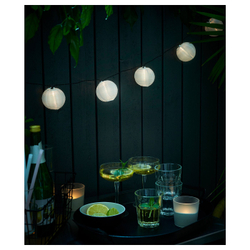 IKEA SOLARVET  (ИКЕА СОЛАРВЕТ)  -  Гирлянда LED, 24 лампочки - для улицы на солнечной батарее/шар белый