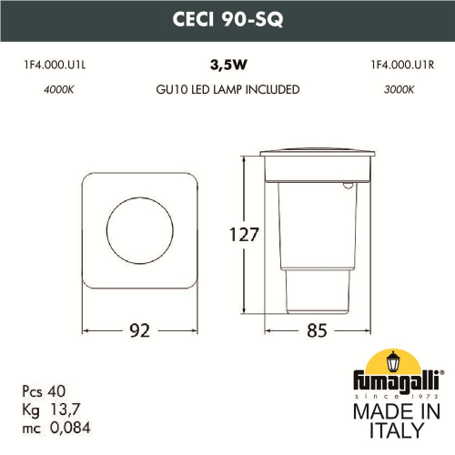 Тротуарный светильник Fumagalli CECI 1F4.000.000.AXU1L