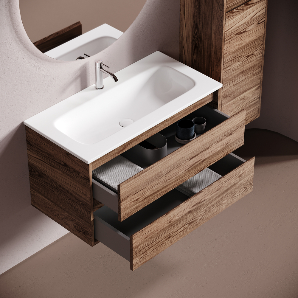 Тумба подвесная Sancos Libra с двумя ящиками 890х450х500, дуб чарльстон, LB90ECH, арт. LB90ECH