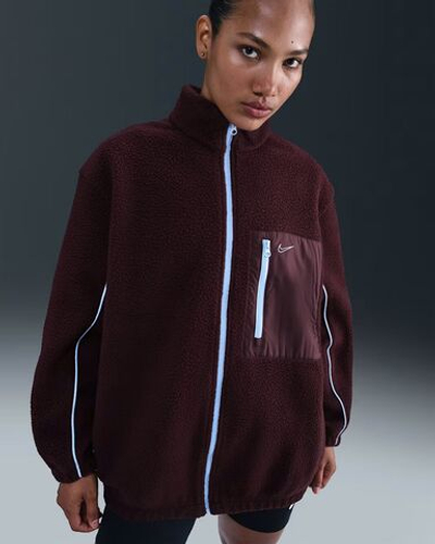 Nike Sportswear Женская флисовая куртка с длинным ворсом и застежкой-молнией по всей длине -NIKE