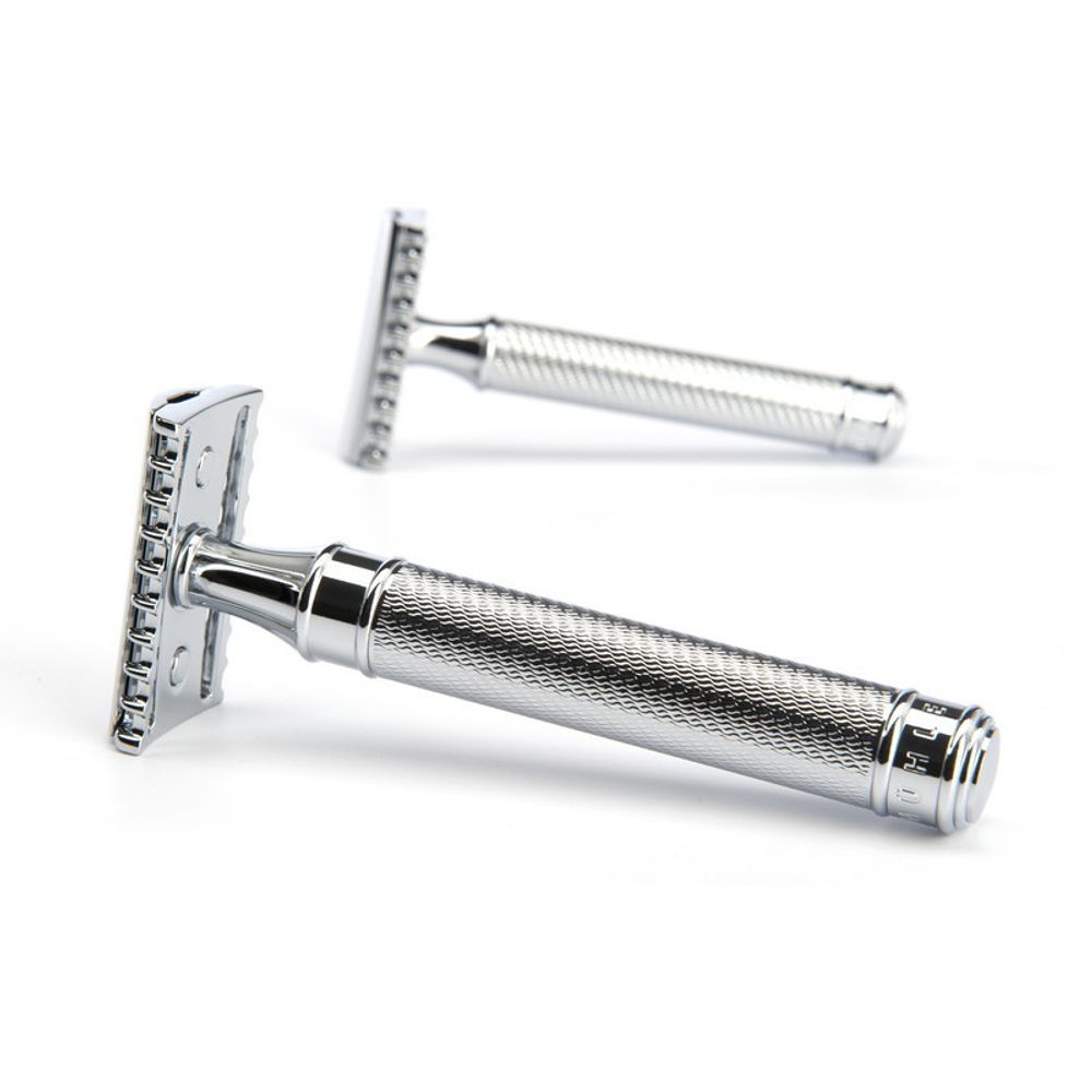 Т-образная бритва MUEHLE TRADITIONAL, c удлиненной ручкой, хром, open comb (R 41 GRANDE)
