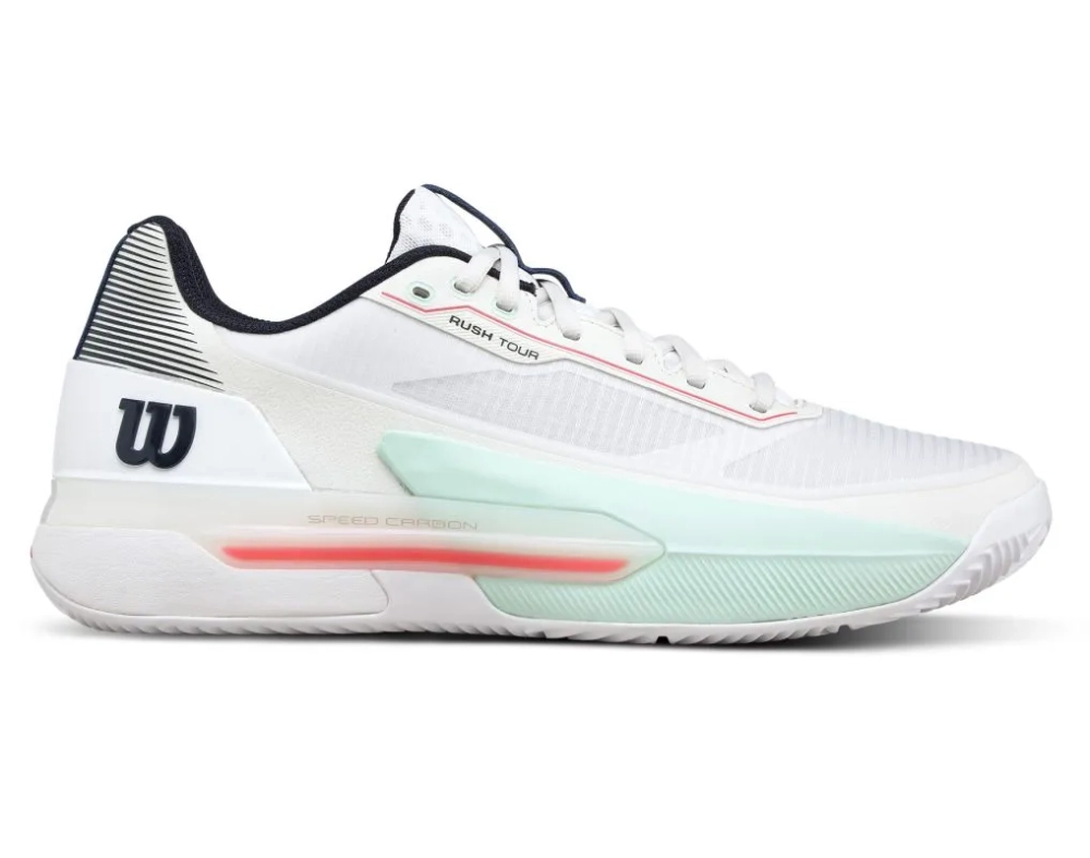 Мужские теннисные кроссовки Wilson Rush Tour 5 Clay - white/bay/fiery core