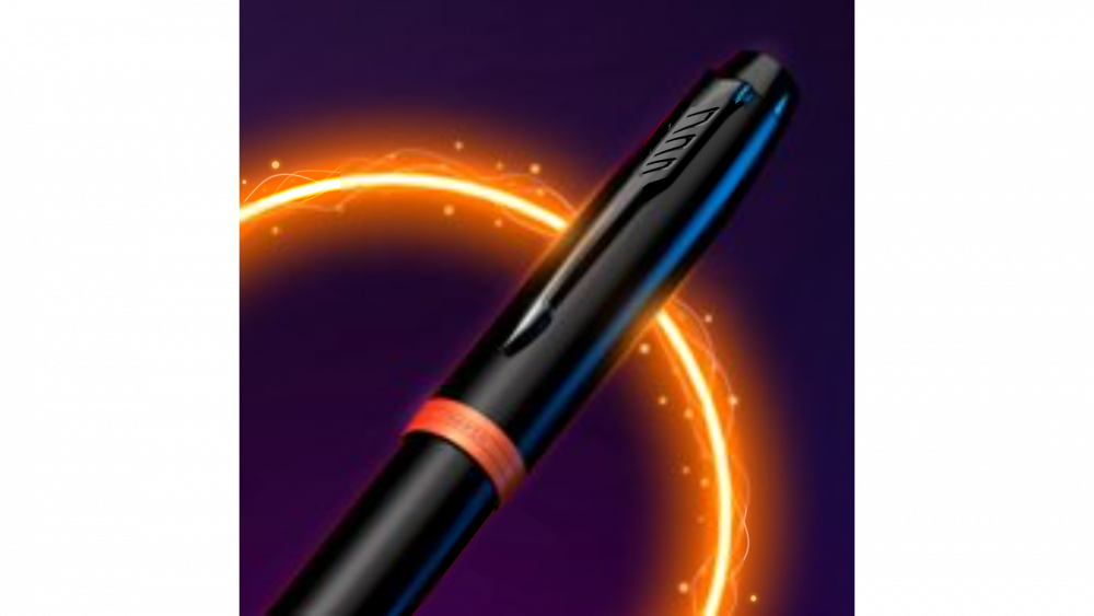 Ручка-роллер Parker IM Vibrant Rings Flame Orange, стержень:Fblk, в подарочной упаковке.