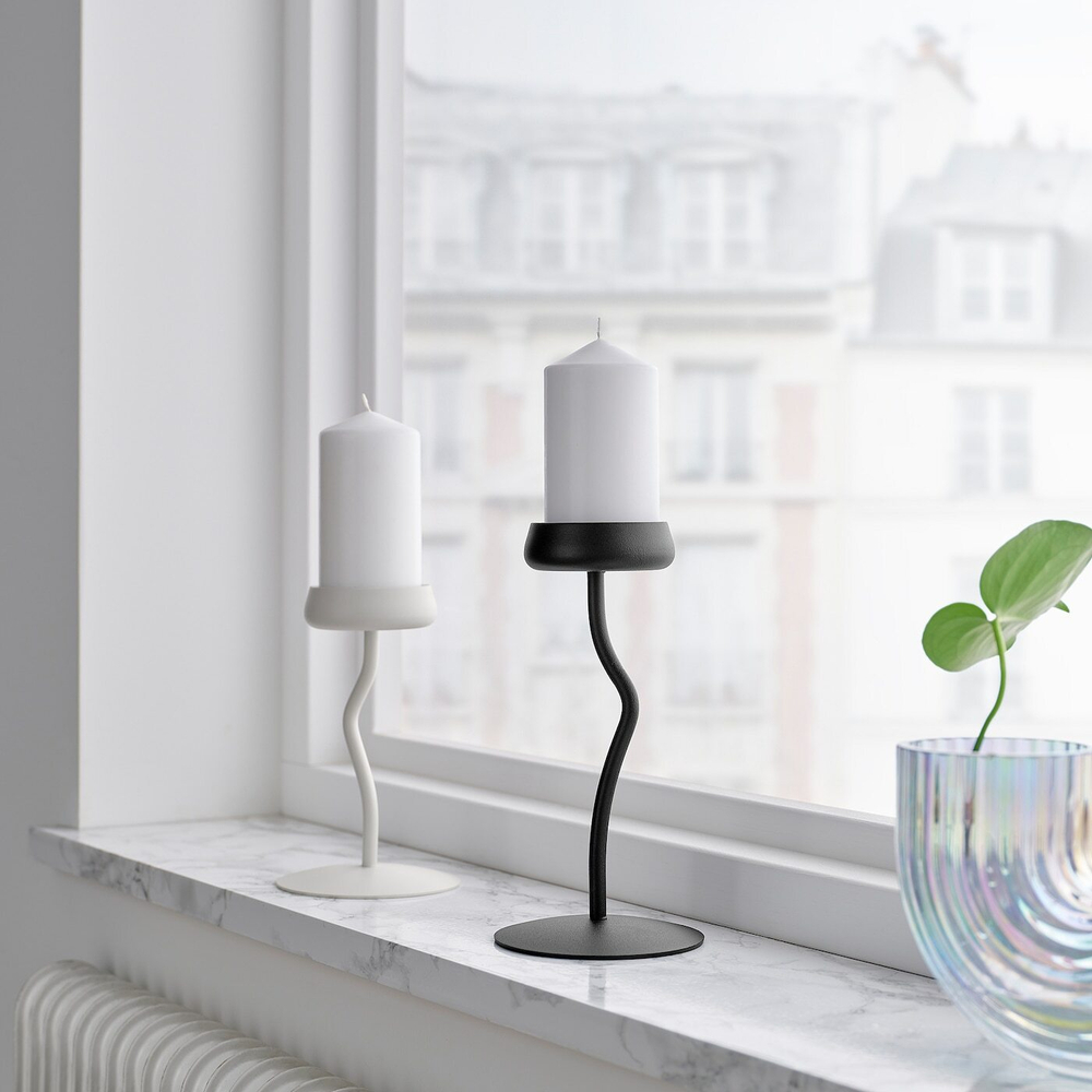 IKEA SILVERPÄRON (ИКЕА СИЛВЕРПЭРОН) — Подсвечник в виде колонны, черный, 24 см, фото 3