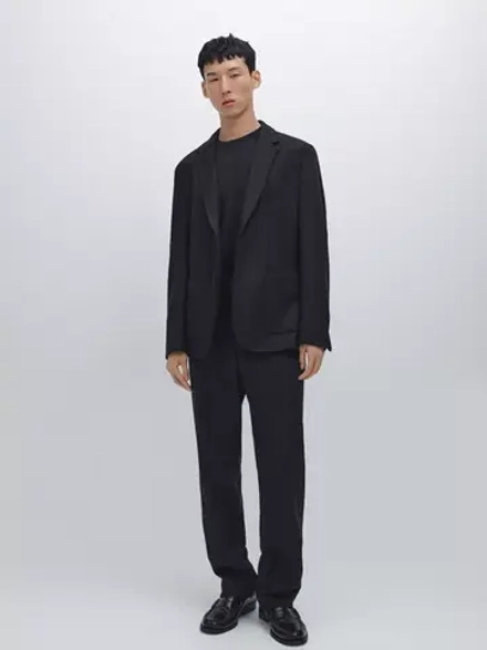Massimo Dutti Брюки из шерстяной смеси, темно-синий