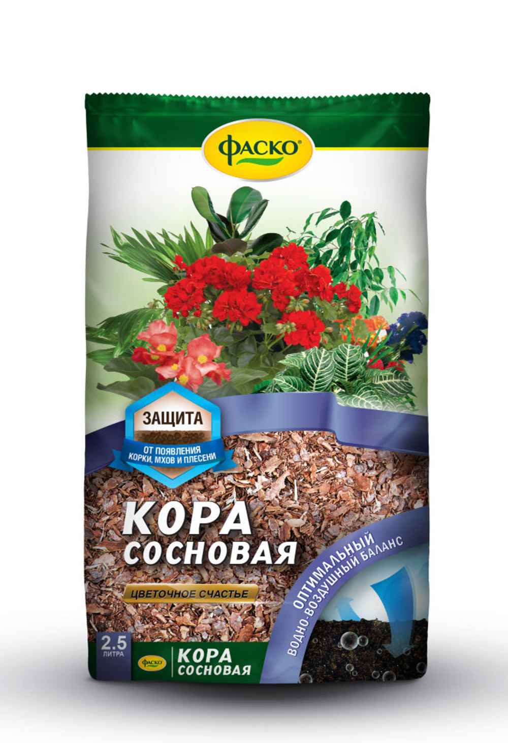 УДОБРЕНИЕ КОРА СОСНОВАЯ ЦВЕТОЧНОЕ СЧАСТЬЕ 2,5Л (15) ФАСКО