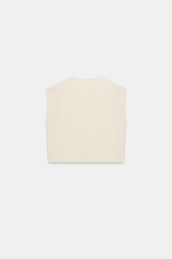 ZARA ТОП В СТИЛЕ РУСТИК БЕЗ РУКАВОВ, ЭКРЮ