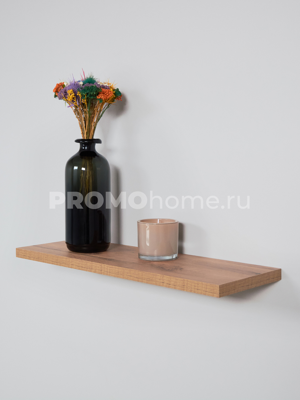 Парящая полка со скрытым крепежом, дуб, 60х20 см