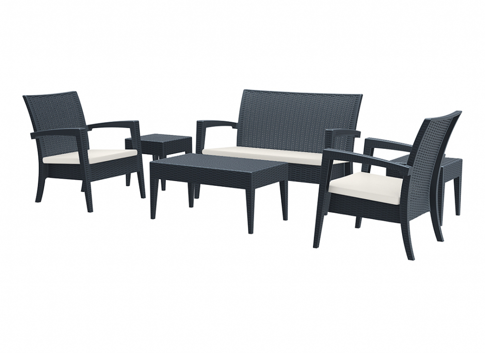 Комплект пластиковой плетеной мебели Siesta Contract Miami Lounge Set, антрацит