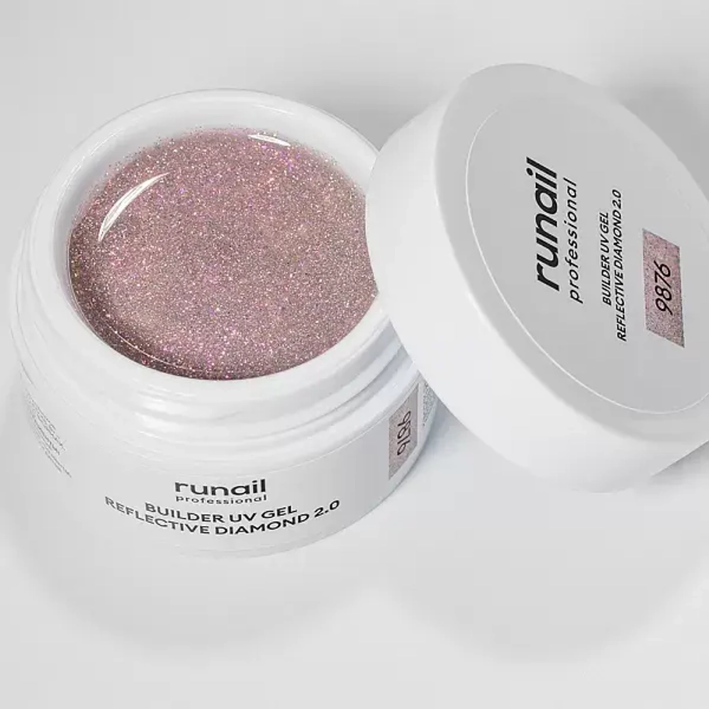 Runail Моделирующий УФ-гель светоотражающий №9876 BUILDER UV GEL REFLECTIVE DIAMOND 2.0, 15г