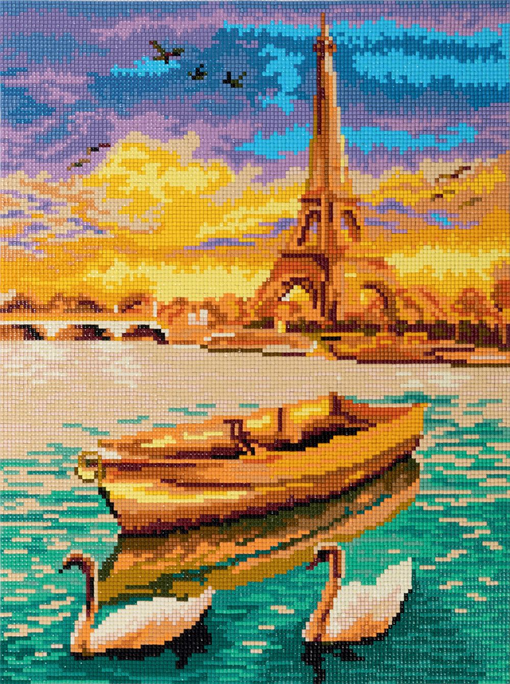 Алмазная (кристальная) мозаика Фрея, Закат в Париже, 40х30 см
